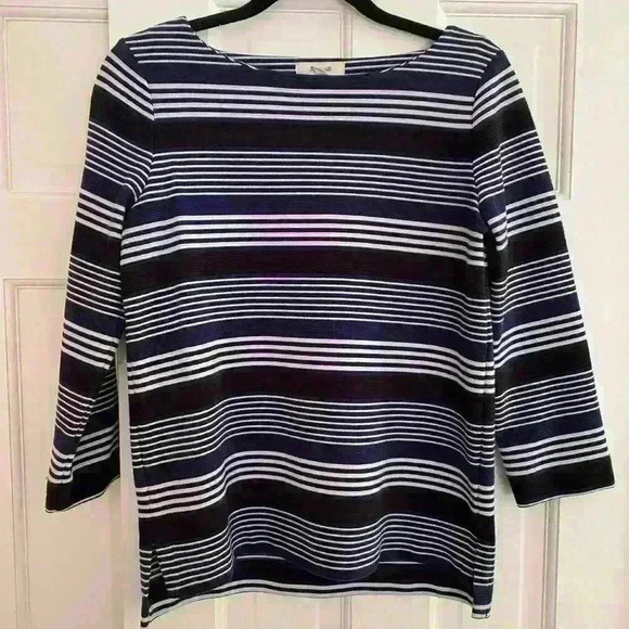 Madewell Tops - Madewell Boat Neck Textured 3/4 Sleeve Top